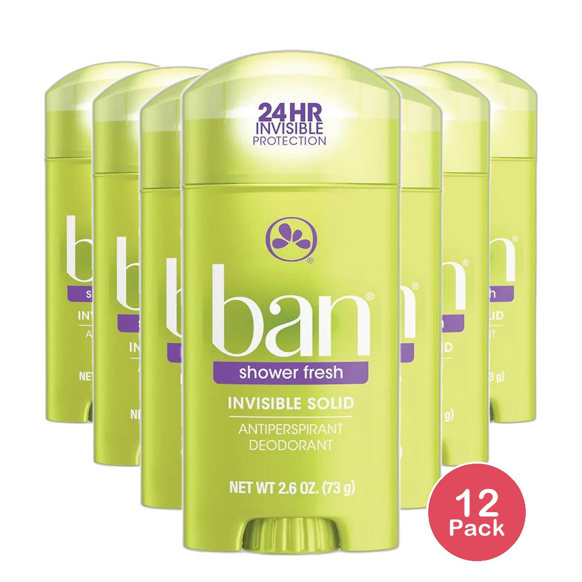 Ban Invisible Solid Anti-Perspirant Deodorant Shower Fresh 2.6Oz (Pack of 12)