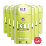 Ban Invisible Solid Anti-Perspirant Deodorant Shower Fresh 2.6Oz (Pack of 12)
