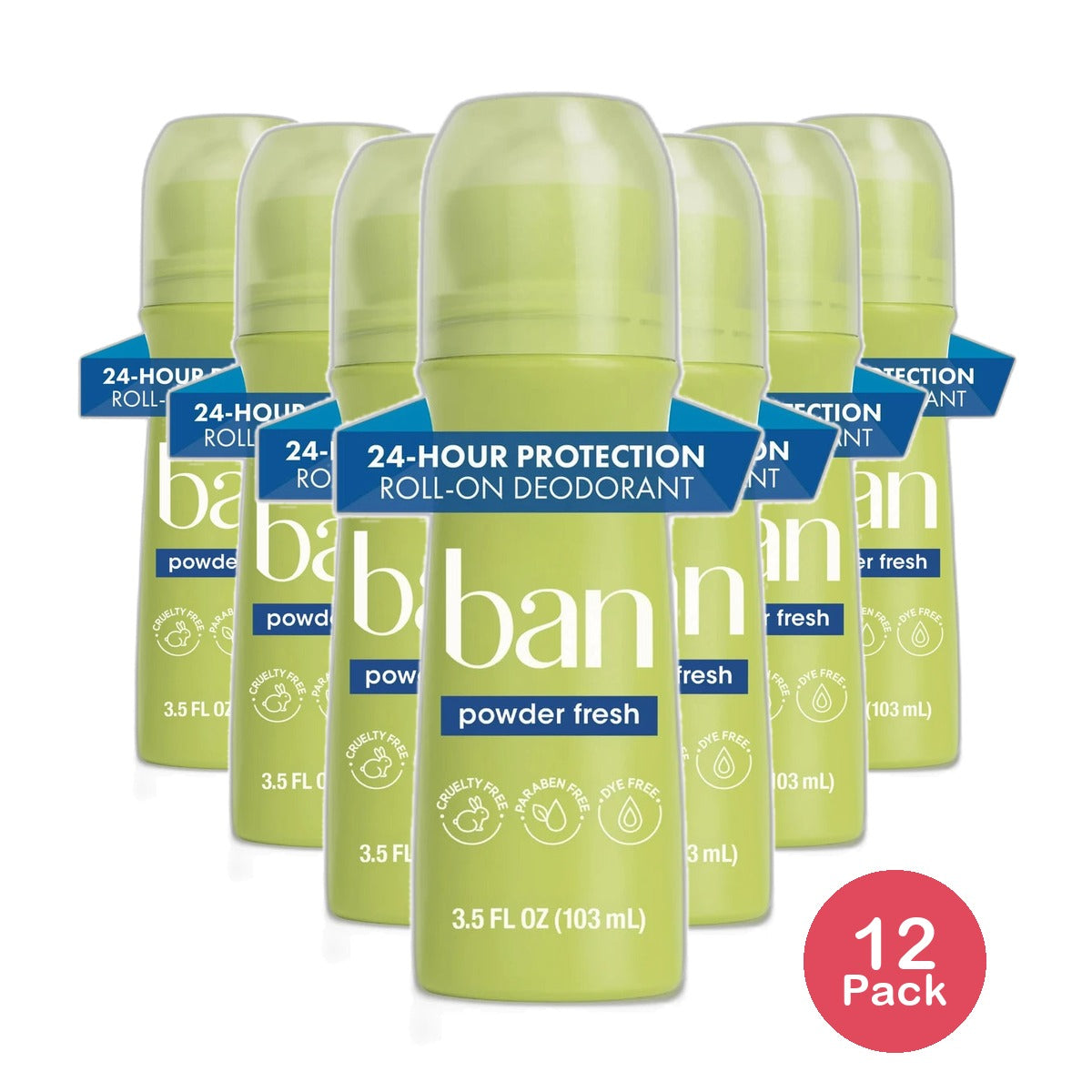 Ban Roll On Antiperspirant Deodorant Powder Fresh 3.5Oz (Pack of 12)