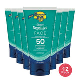 Banana Boat Sheer Sensitive Face Sunscreen SPF 50 3 Oz (Pack of 12)