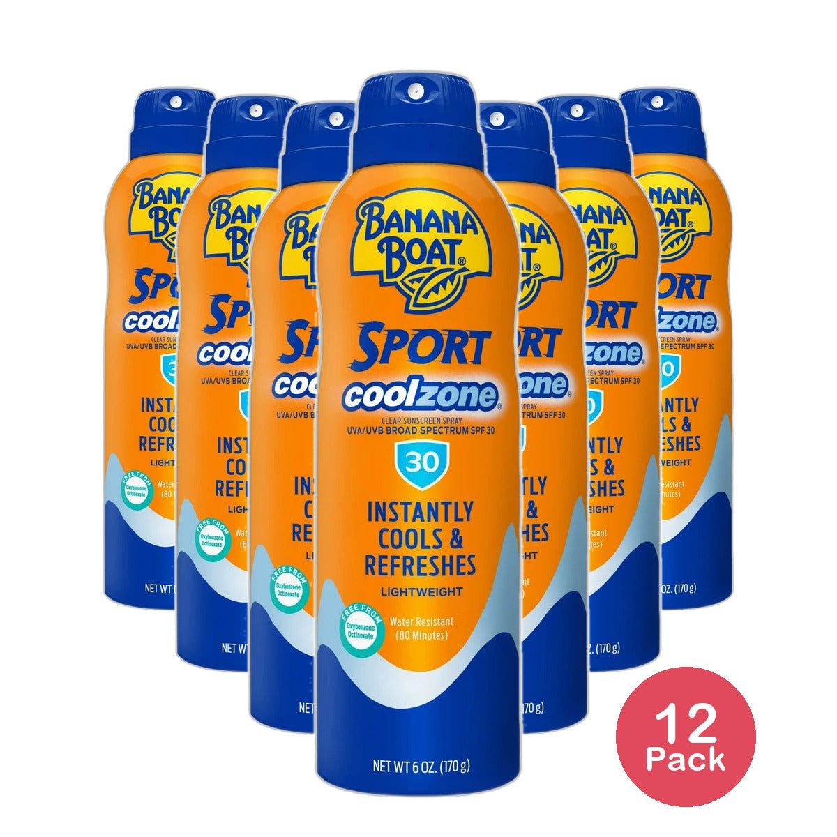 Banana Boat sport performance cool zone continuous spray with SPF 30 6Oz (Pack of 12)
