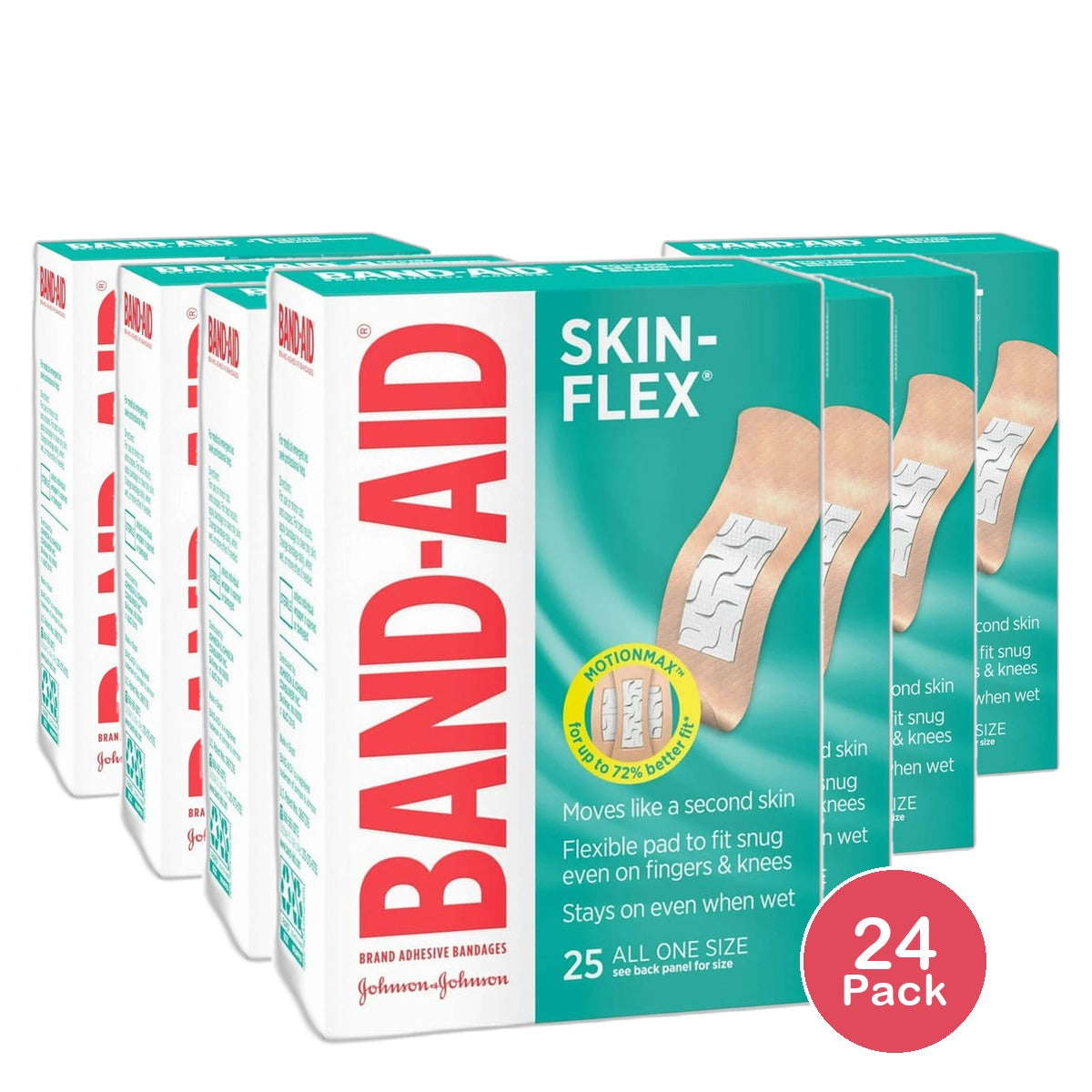 Band Aid Brand Skin Flex Adhesive Bandages All One Size 0.5Oz (Pack Of 24)