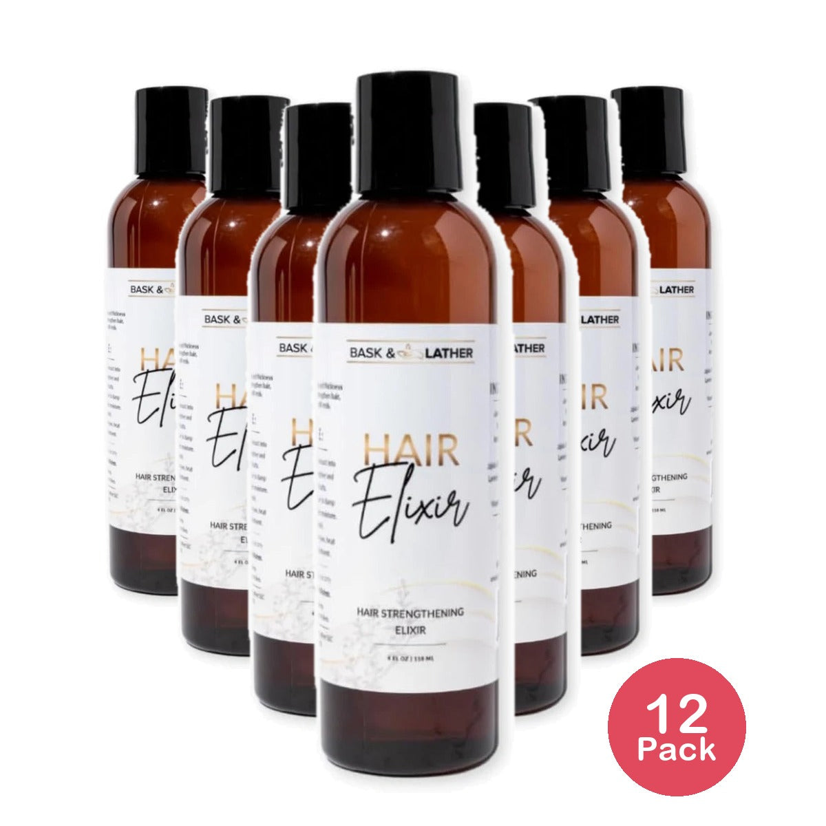 BASK & LATHER Elixir Hair Strengthening Oil with Jamaican Black Castor Oil  Adds 4 Fl. Oz (Pack of 12)