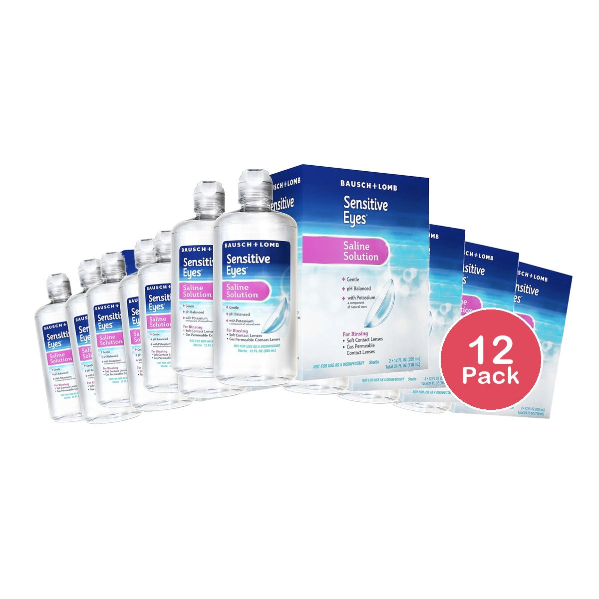 Bausch + Lomb Saline Solution 24 Oz (Pack of 12)