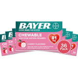BAYER CHEWABLE ASPIRIN PAIN RELIEVER Low Dose Aspirin CHERRY FLAVORED 36 TABLETS 1.18oz (Pack of 36)