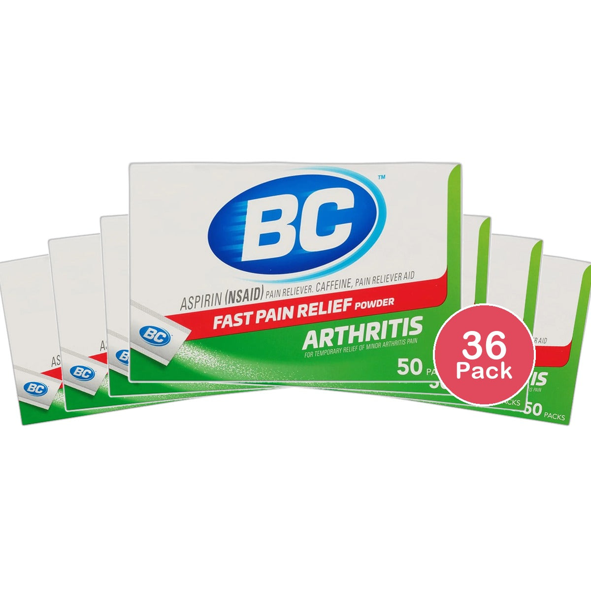 Bc Arthritis Fast Pain Relief On the Go Powder Stick 50Ea 3.2oz (Pack of 36)