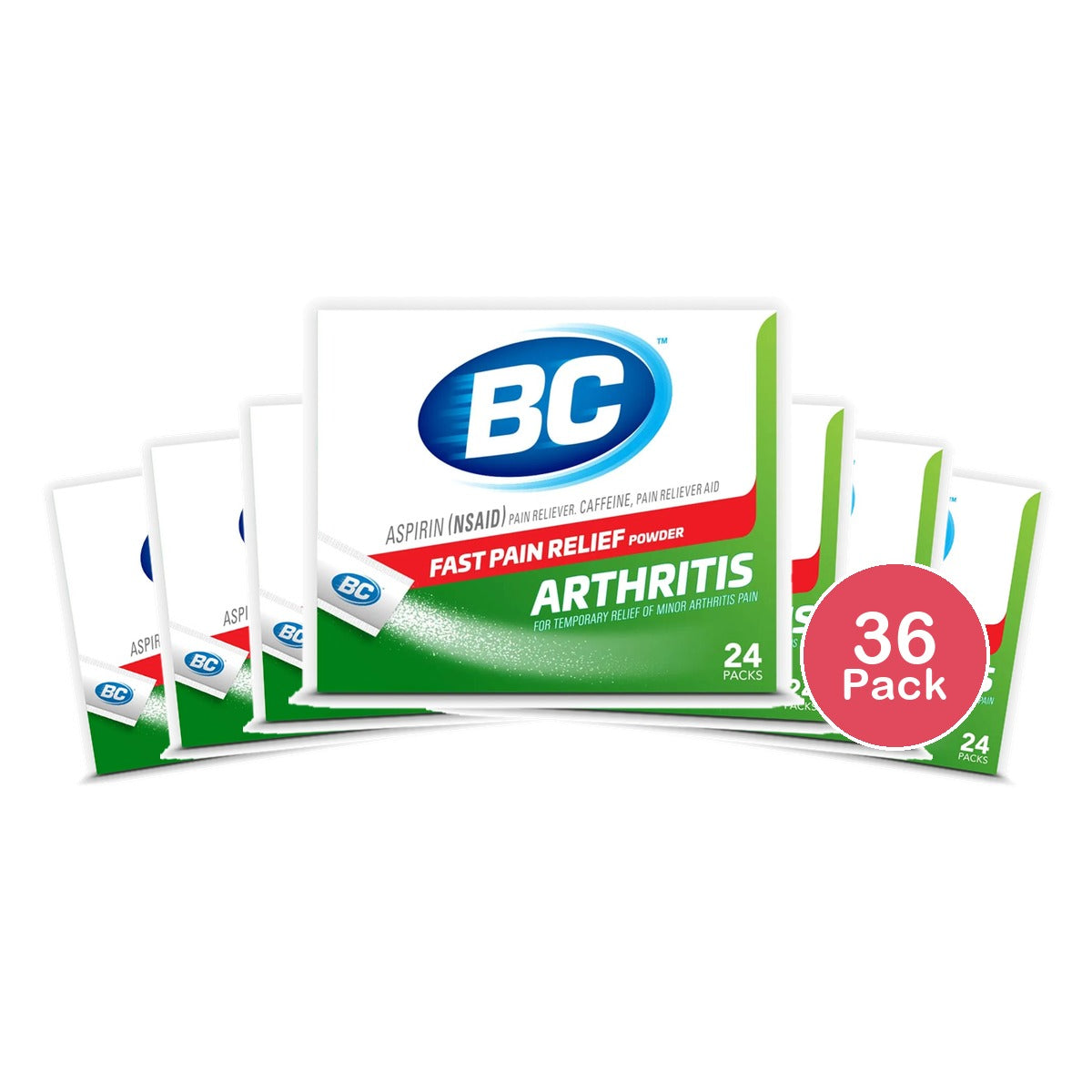 BC Aspirin Fast Pain Relief Arthritis Strength Powder 1.92oz (Pack of 36)