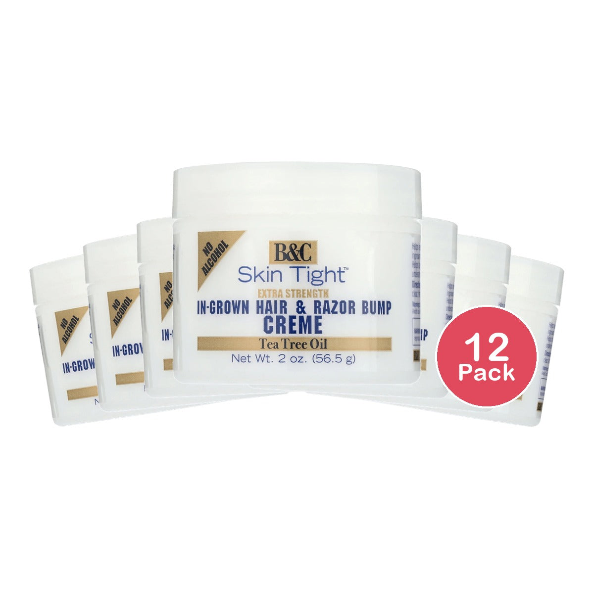 B&C Skin Tight In-Grown Hair and Razor Bump Creme Extra Strength 2 oz (Pack of 12)