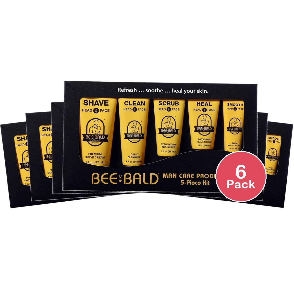 Bee Bald Premium Gift Set 5-Piece Kit (Pack of 6)