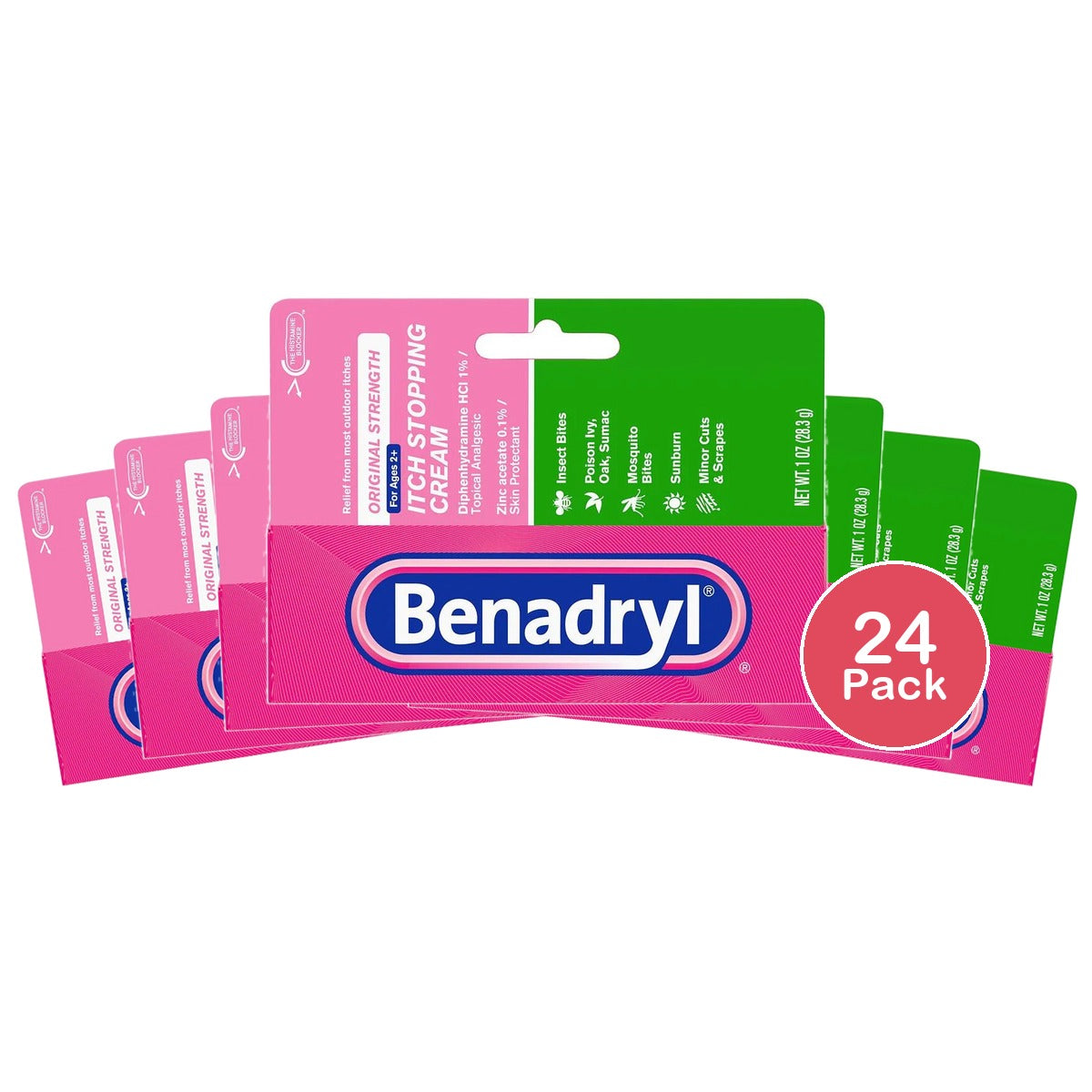 Benadryl Original Strength Itch Relief Cream 1 Oz (Pack of 24)