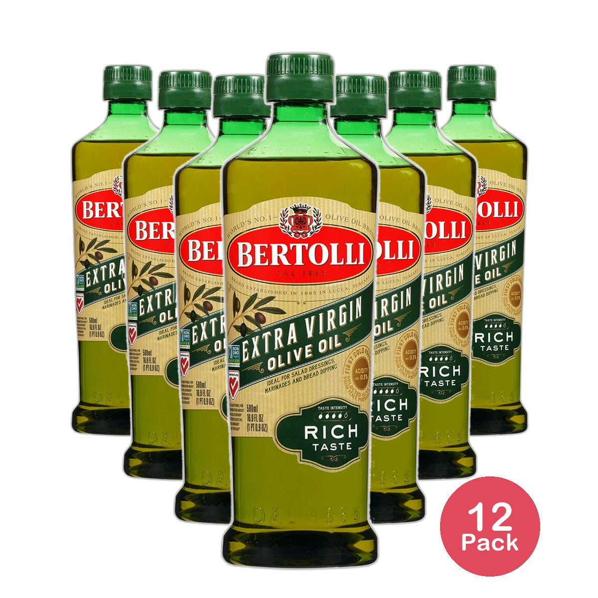 Bertolli Extra Virgin Olive Oil, Rich Taste 16.9Oz (Pack of 12)