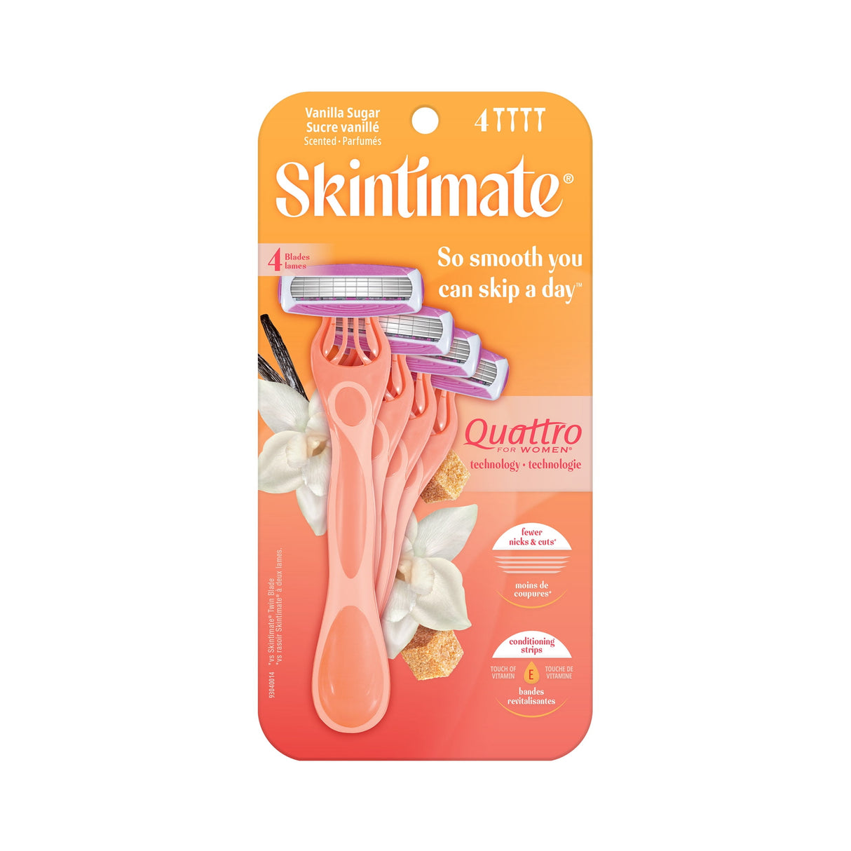 Skintimate Warm Vanilla Sugar Disposable Razor for Women, Gently Exfoliates, Fou (Pack of 12)