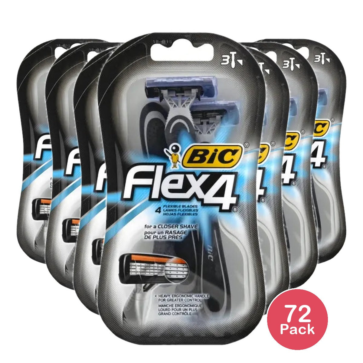 Bic Flex 4 Disposable Shaver For Men 3.84Oz (Pack of 72)
