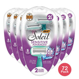 BIC Soleil Sensitive Advanced Womens Disposable Razors Blades 3.2Oz (Pack of 72)