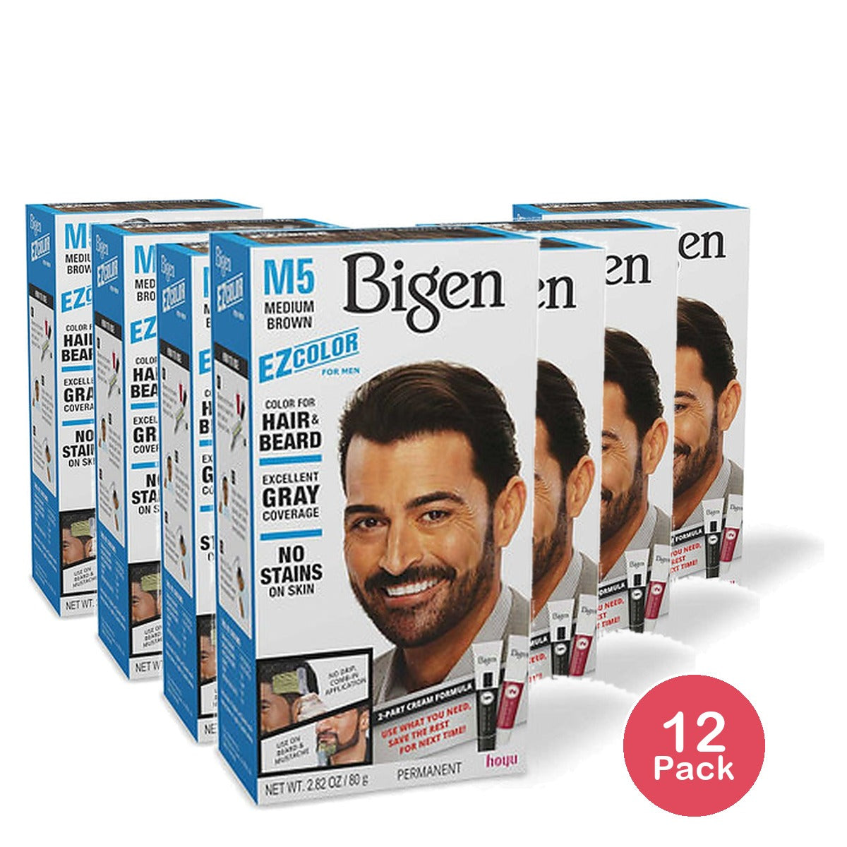 Bigen Ez Color For Men M5 Medium Brown (Pack of 12)