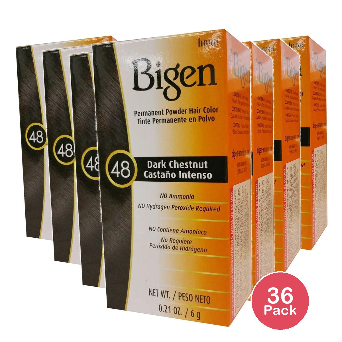 Bigen Permanent Powder Hair Color Dark Auburn #48 (Pack of 36)