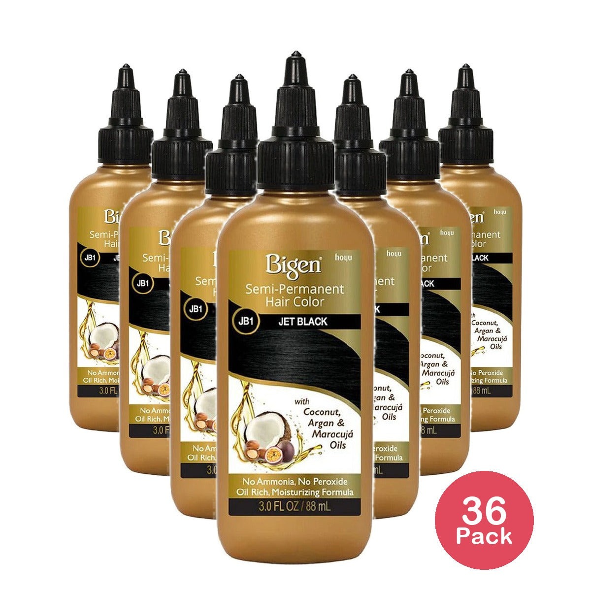 Bigen Semi-Permanent Hair Color Jet Black 3 Oz (Pack of 36)