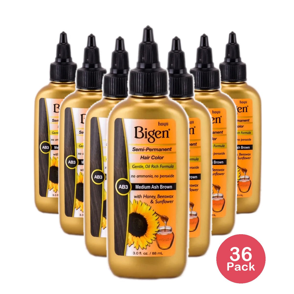 Bigen Semi-Permanent Hair Color Medium Brown 3 Oz (Pack of 36)