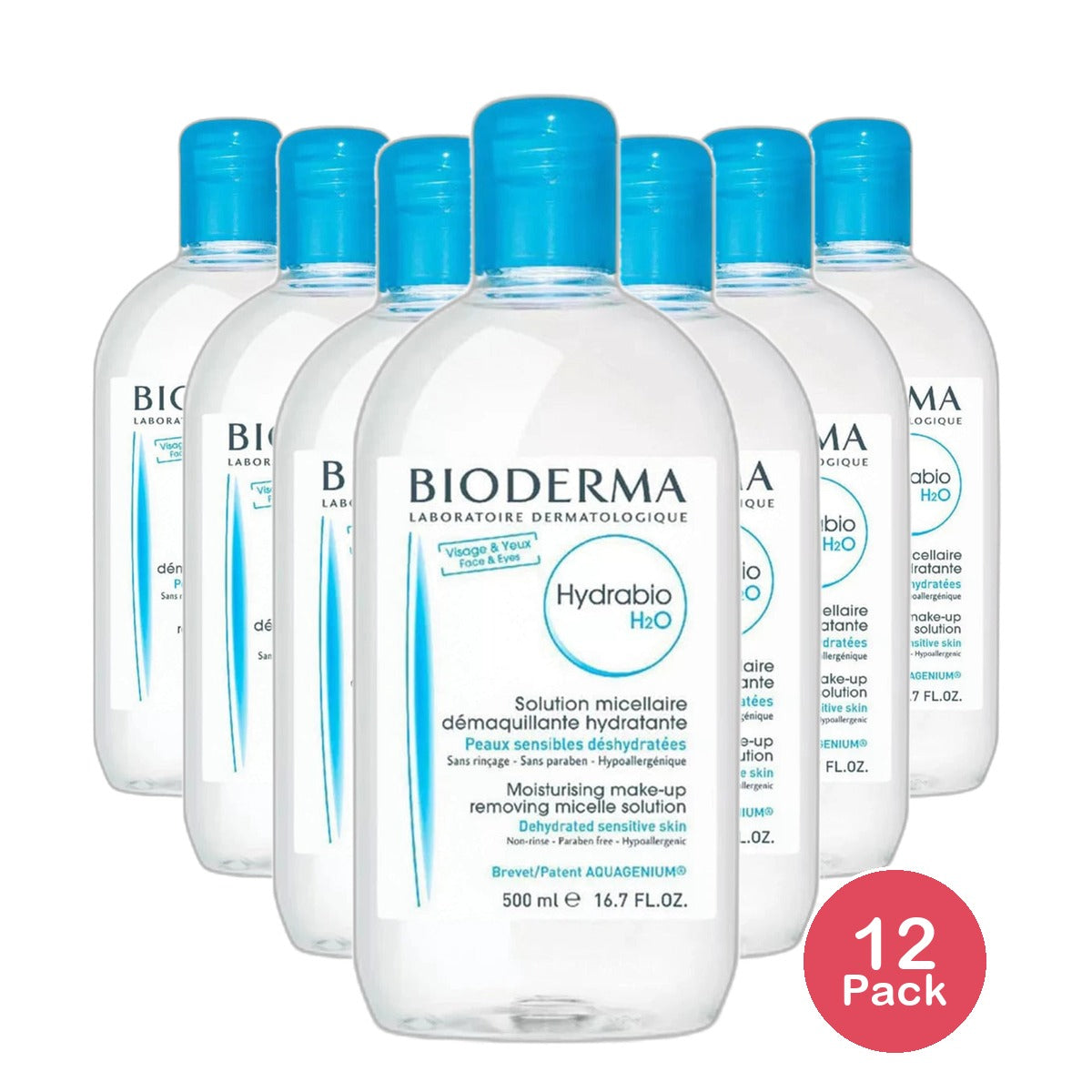Bioderma Hydrabio H2O Micellar Water Makeup Remover 16.7Oz (Pack of 12)