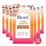 Biore T-Zone Pore Strips 1 Count 1.44oz (Pack of 12)