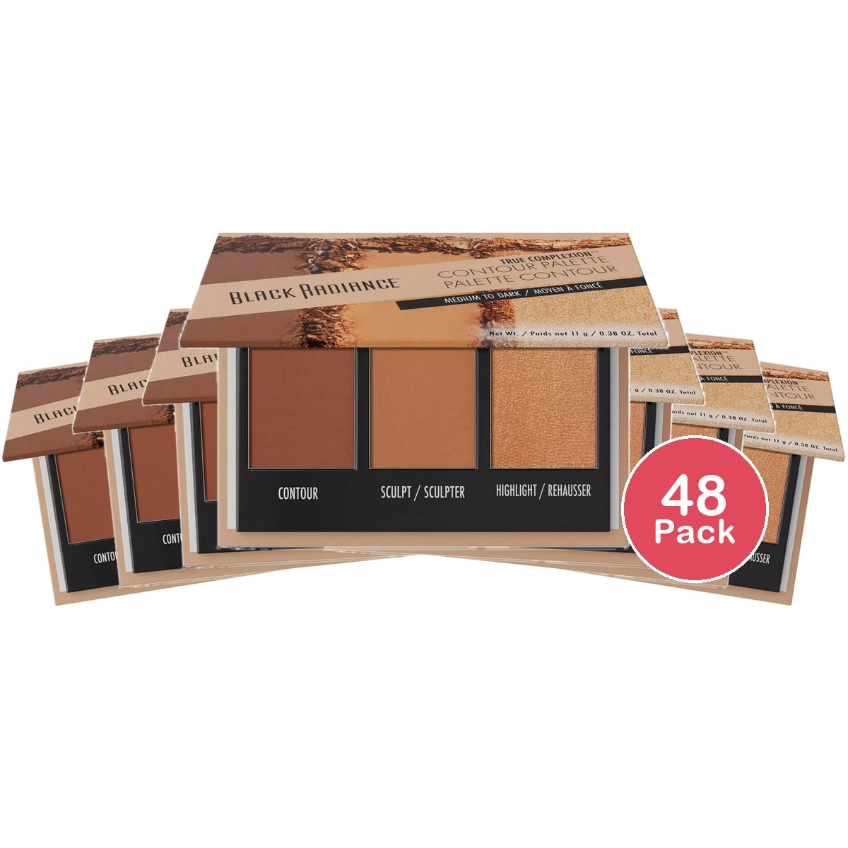 Black Radiance True Complexion Contour Palette Makeup - Medium To Dark 0.38 Oz (Pack of 48)