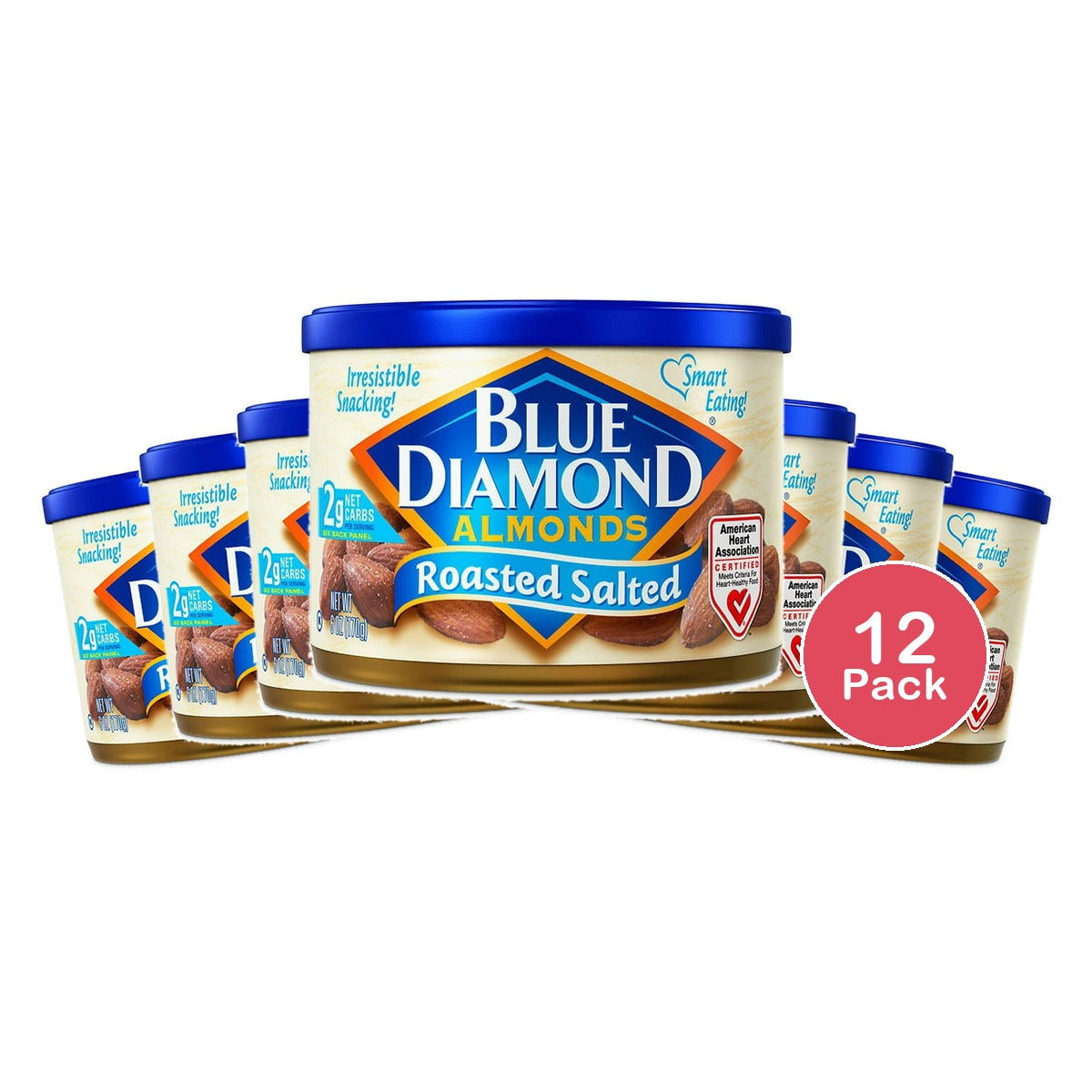 Blue Diamond Almonds, Roasted Salted Snack Nuts, Can 6 OZ (Pack of 12)
