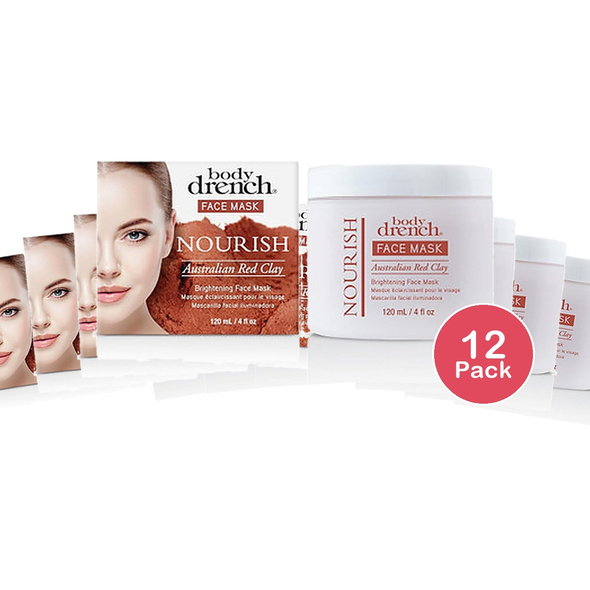 Body Drench Australian Red Clay Brightening Face Mask 4 Oz (Pack of 12)