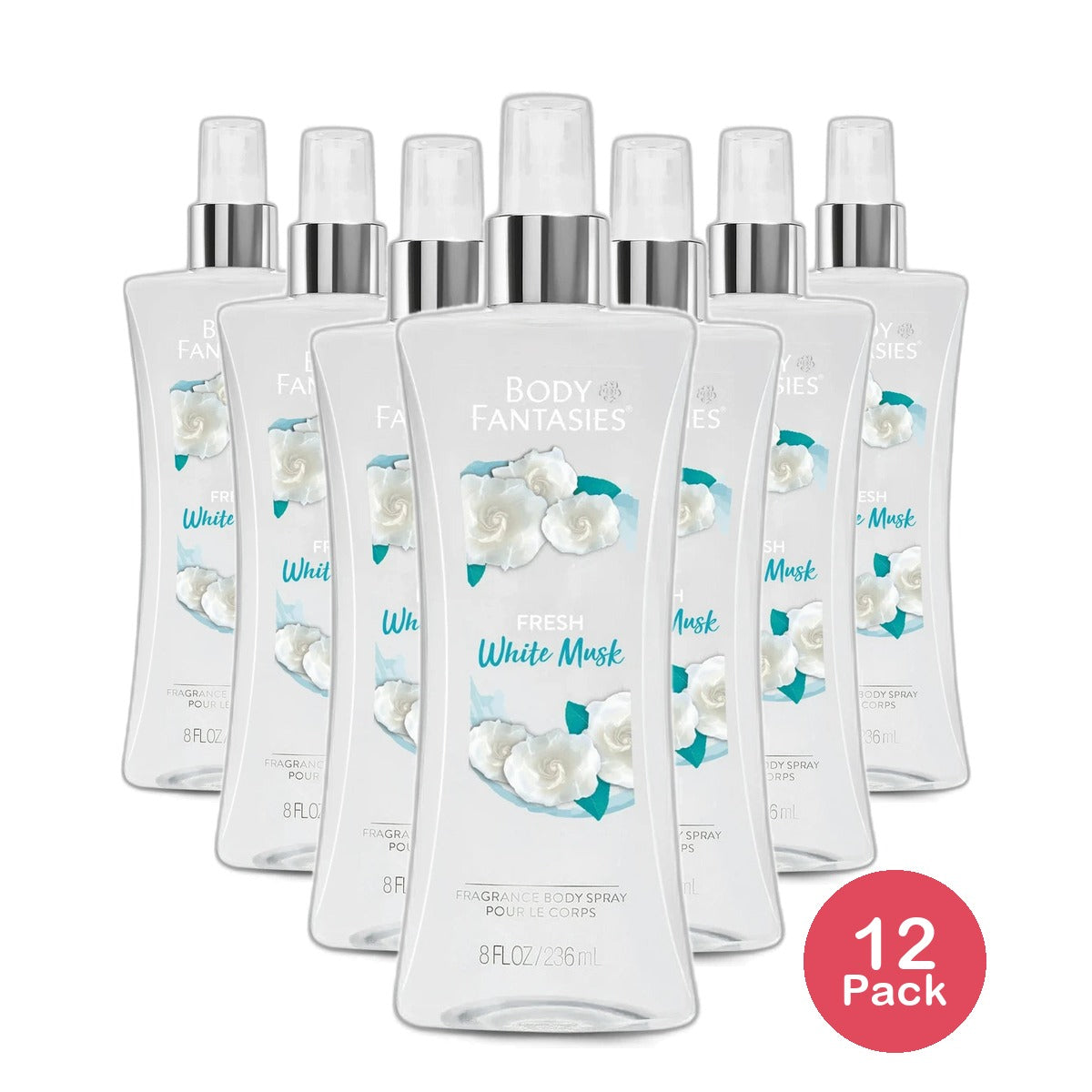 Body Fantasies Signature Fresh White Musk Body Spray 8Oz (Pack of 12)