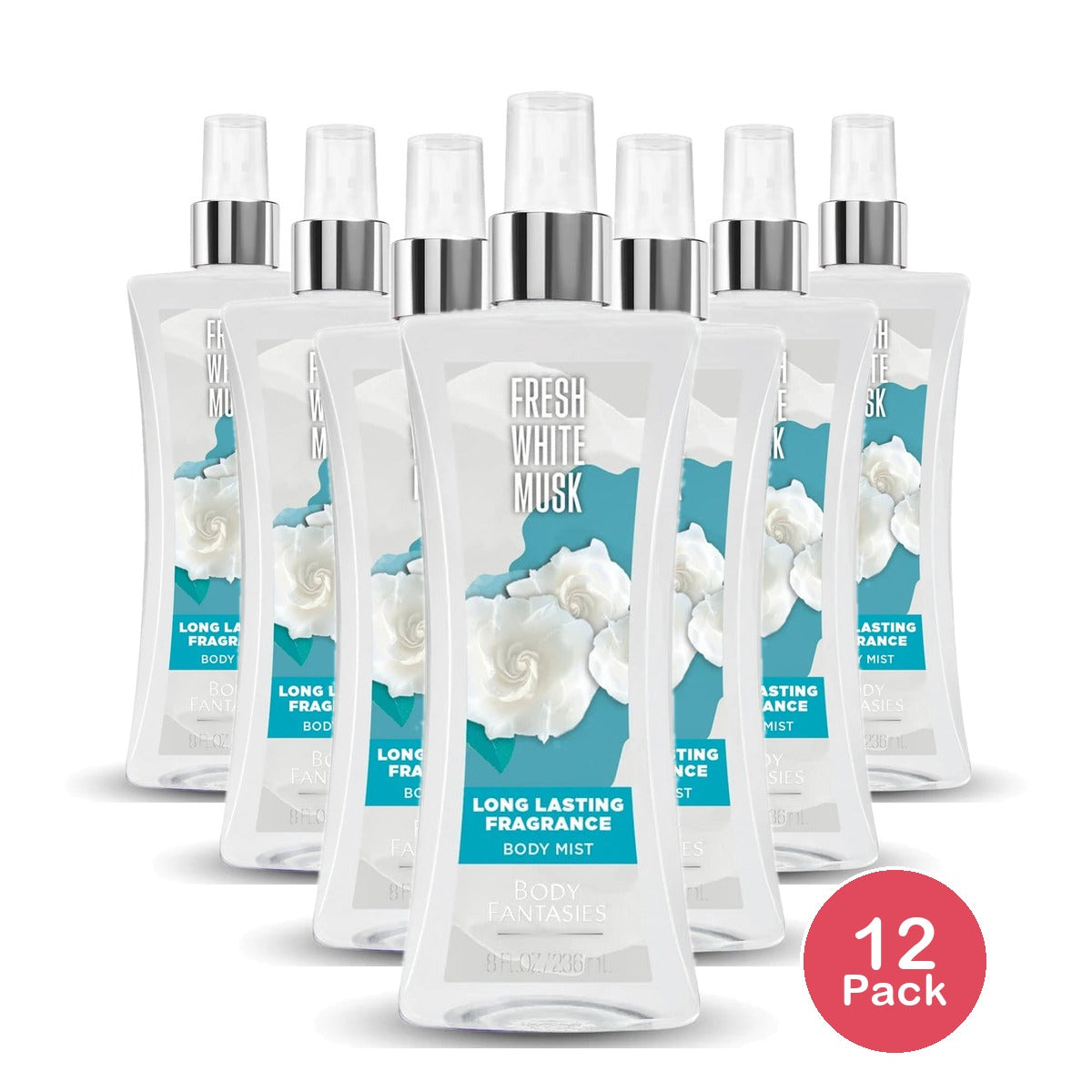 Body Fantasies Signature Fresh White Musk Body Spray (Pack of 12) 8 Fl. Oz