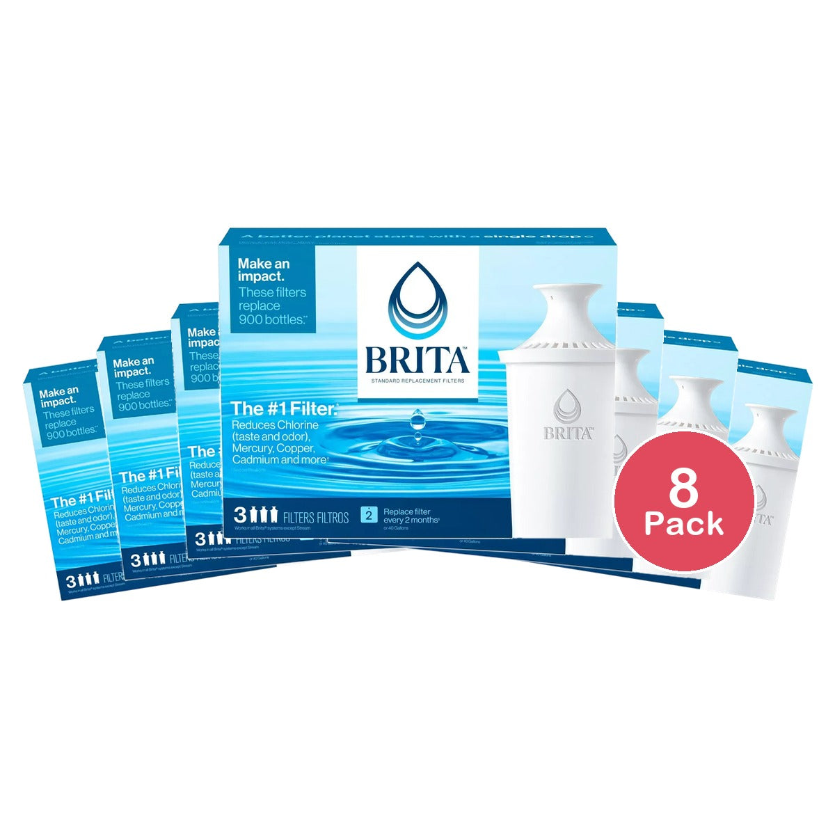 Brita Water Filter Refills For Great Tasting Water 10.02Oz (Pack of 8)