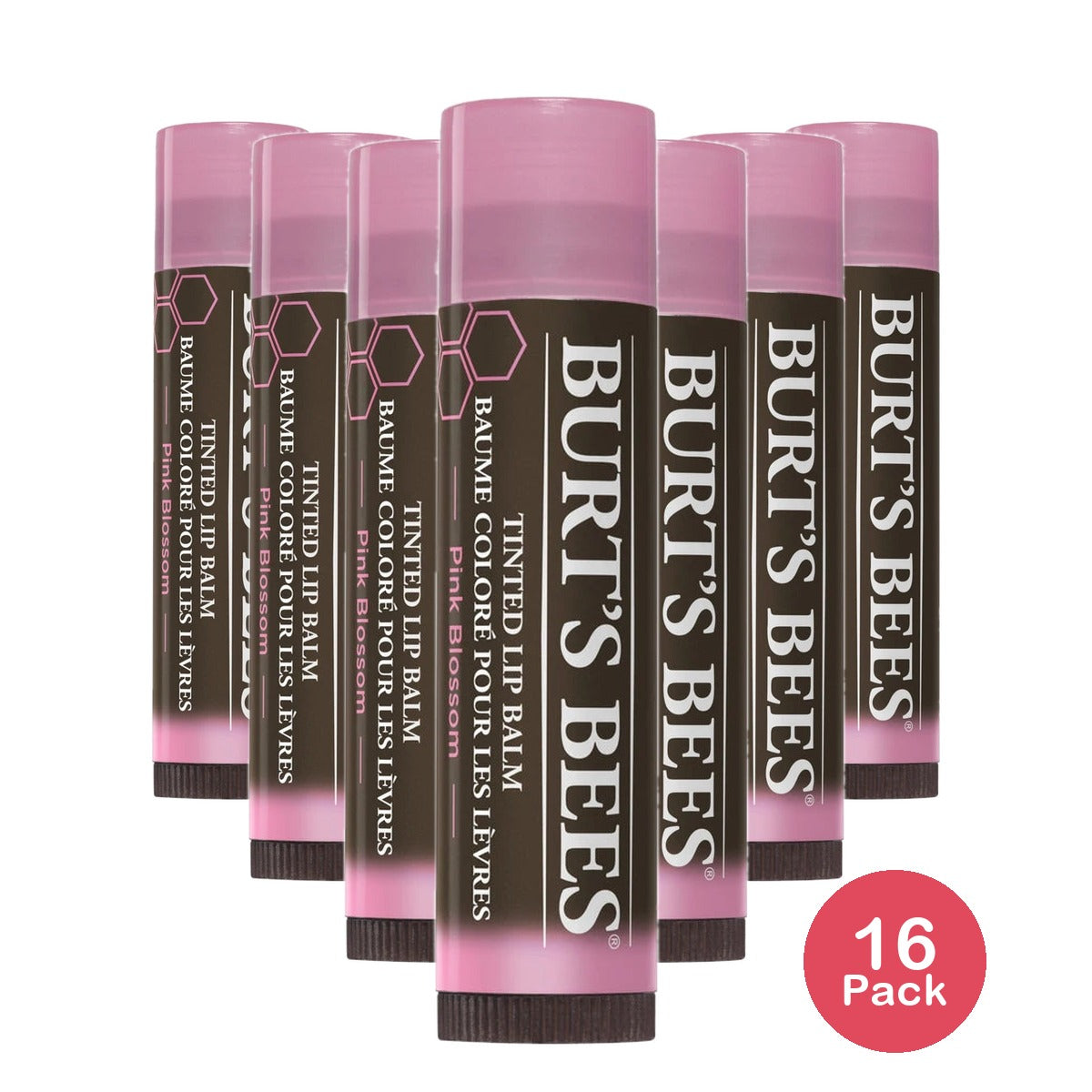 Burt's Bees 100% Natural Tinted Lip Balm Pink Blossom With Shea Butter & Botani 0.15Oz (Pack Of 16)