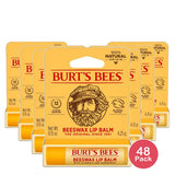 Burts Bees 100% Natural Origin Moisturizing Lip Balm Original Beeswax 0.15Oz (Pack Of 48)