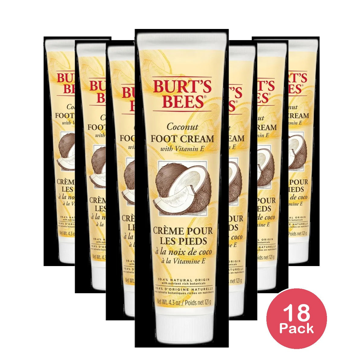 Burt's Bees Coconut Foot Cream 4.34Oz (Pack of 18)