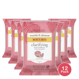 Burts Bees Grapefruit Facial Wipes for Normal to Oily Skin 5.1oz (Pack of 12)