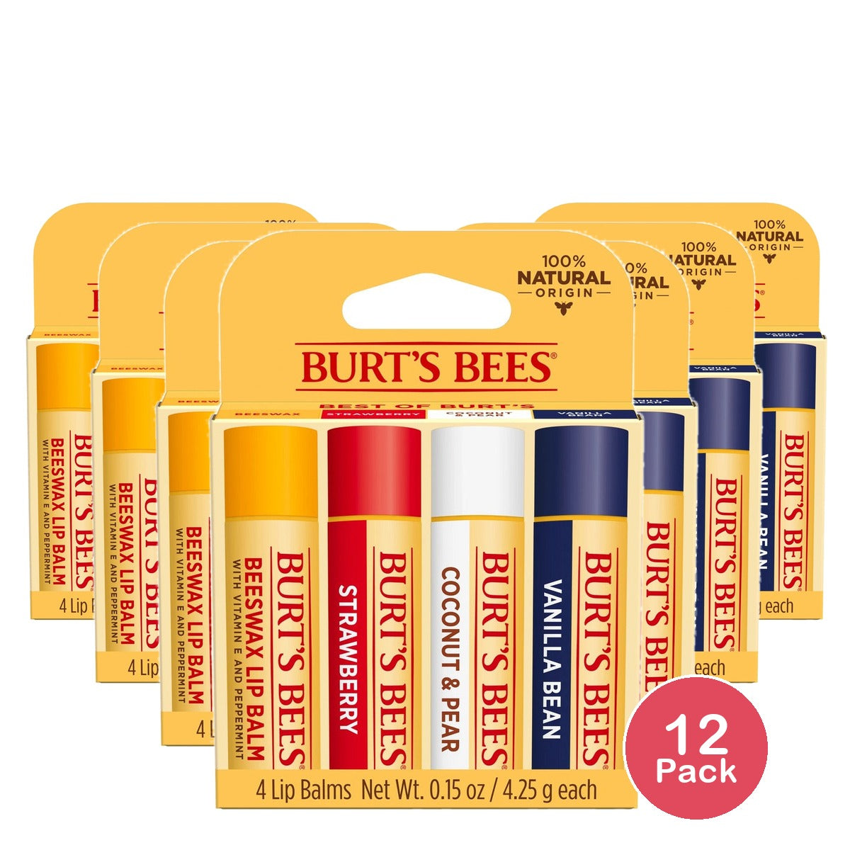 Burt's Bees Lip Balm Assorted 0.15 Oz (Pack of 12)