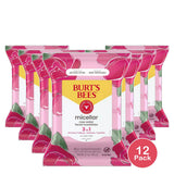 Burts Bees Micellar Makeup Removing Facial Cleansing Towelettes Rose Water 5.1oz (Pack of 12)