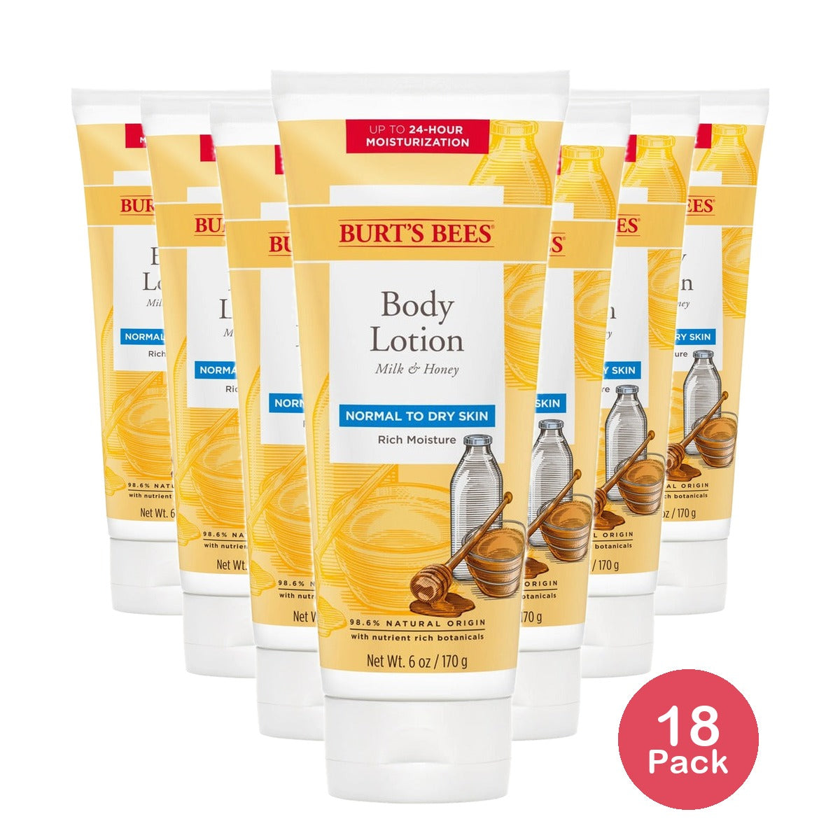 Burt's Bees Milk & Honey Body Lotion 6 Oz (Pack of 18)