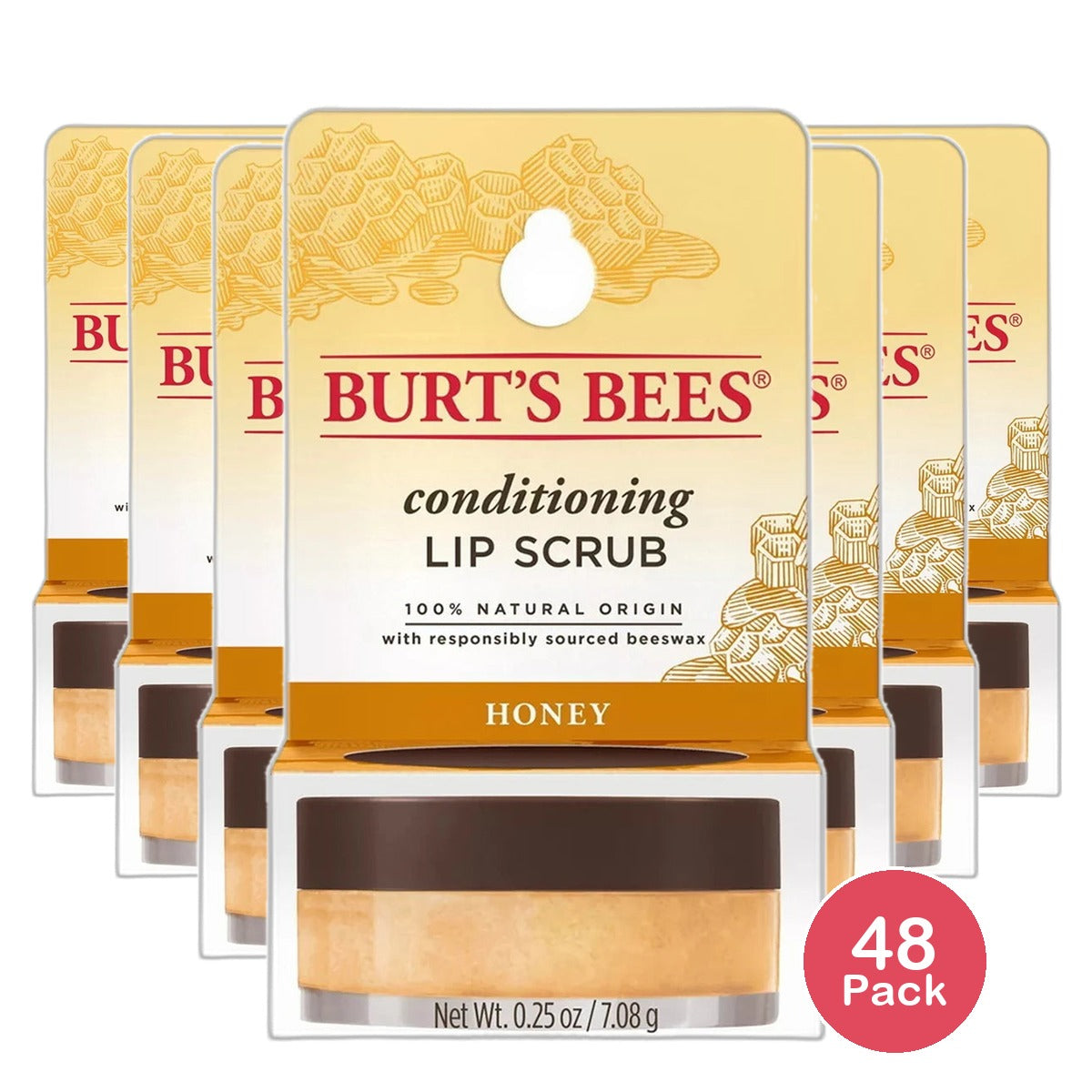 Burts Bees Moisturizing And Conditioning Lip Scrub With Exfoliating Honey Crystals 0.25Oz (Pack Of 48)