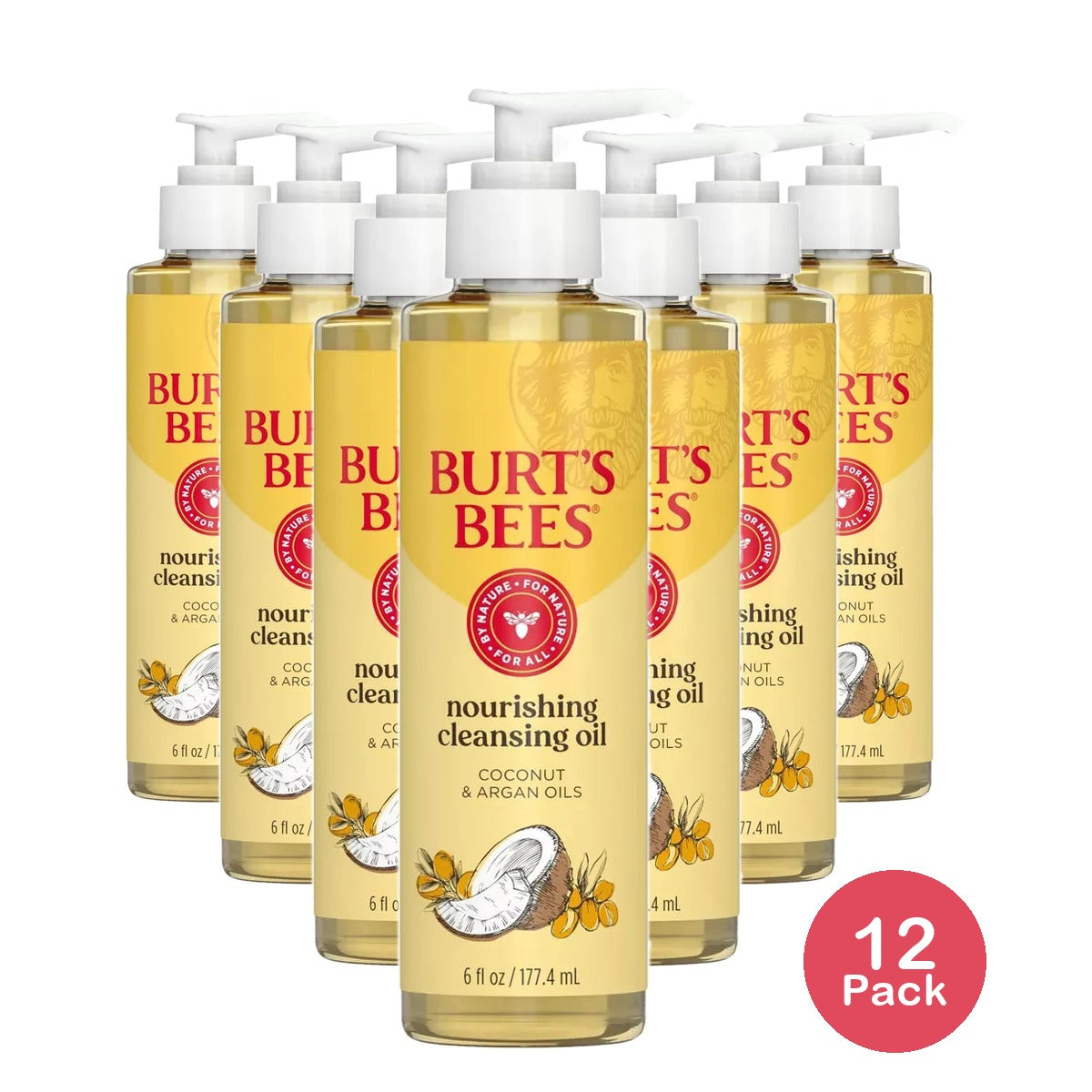 Burt's Bees Nourishing Cleansing Oil with Coconut and Argan Oils, 6 Fluid Ounces (Pack of 12)