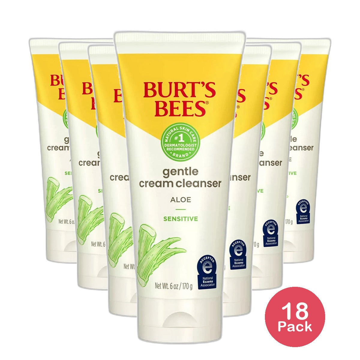 Burts Bees Sensitive Facial Cream Cleanser Fresh 6Oz (Pack of 18)
