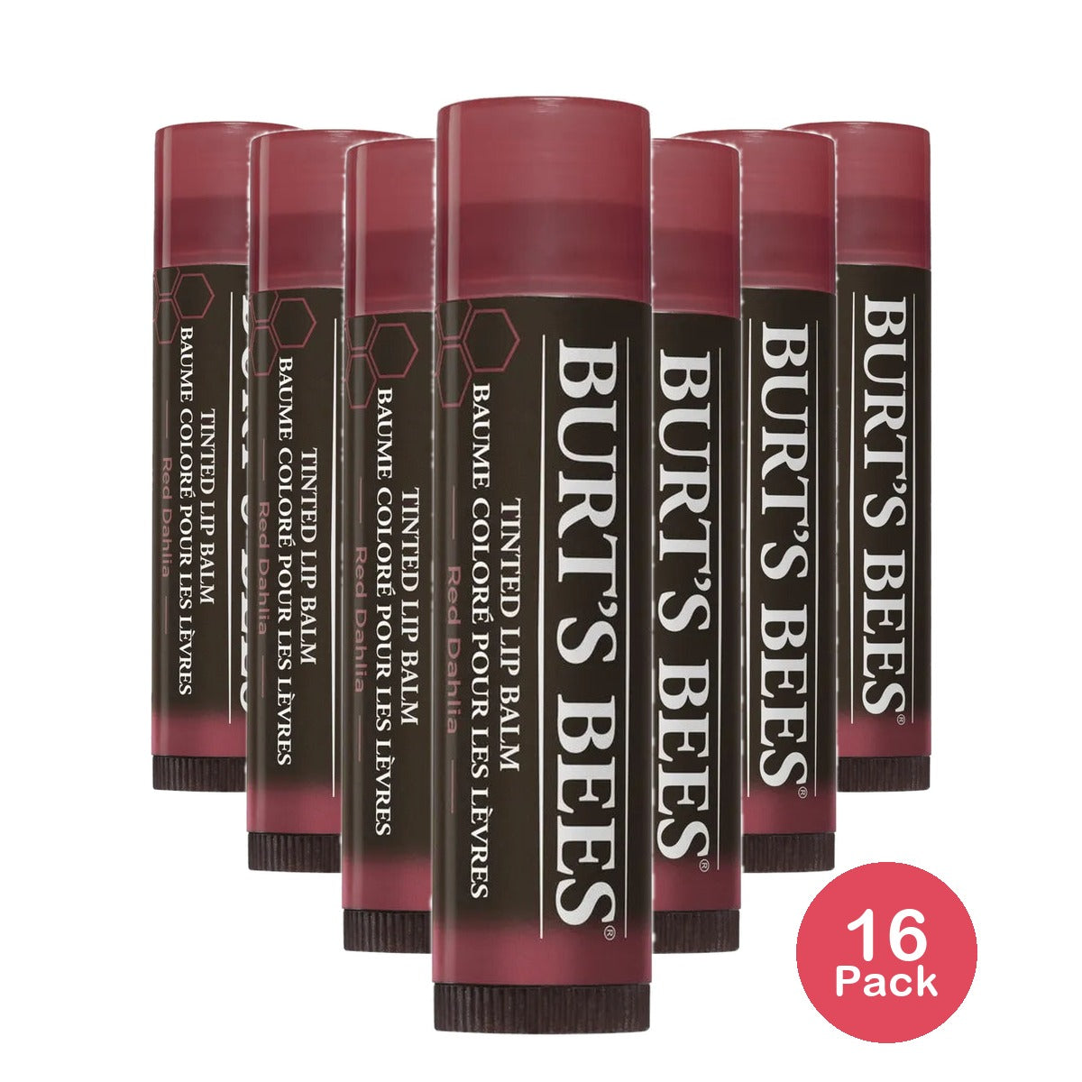 Burts Bees Tinted Lip Balm Red Dahlia 0.15Oz (Pack Of 16)