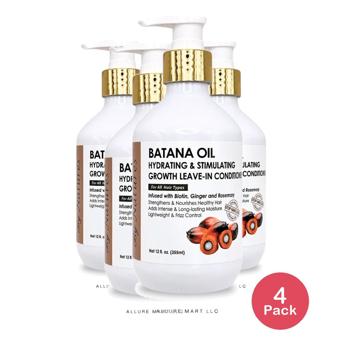 By Natures Batana Oil Hydrating & Stimulating Growth Leave-In Conditioner 12 Oz (Pack of 4)