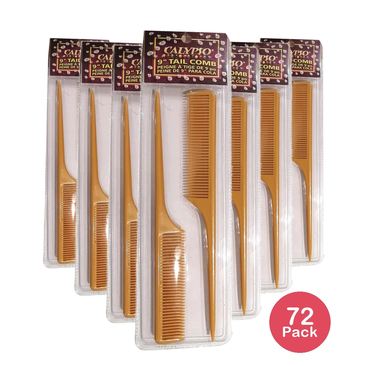 Calypso Caribbean Hard Rubber Rat Tail Teasing Styling Comb 9 Inch 4 Pack(Pack of 72)