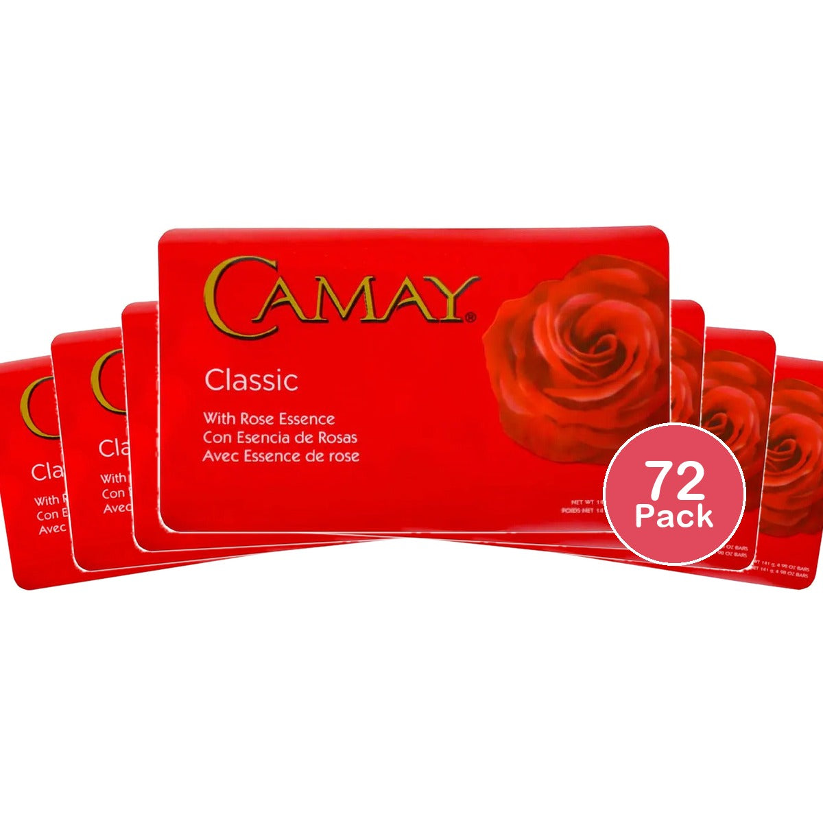 Camay Classic Body Wash Bar Soap Rose Essence 4.98 Oz (Pack of 72)