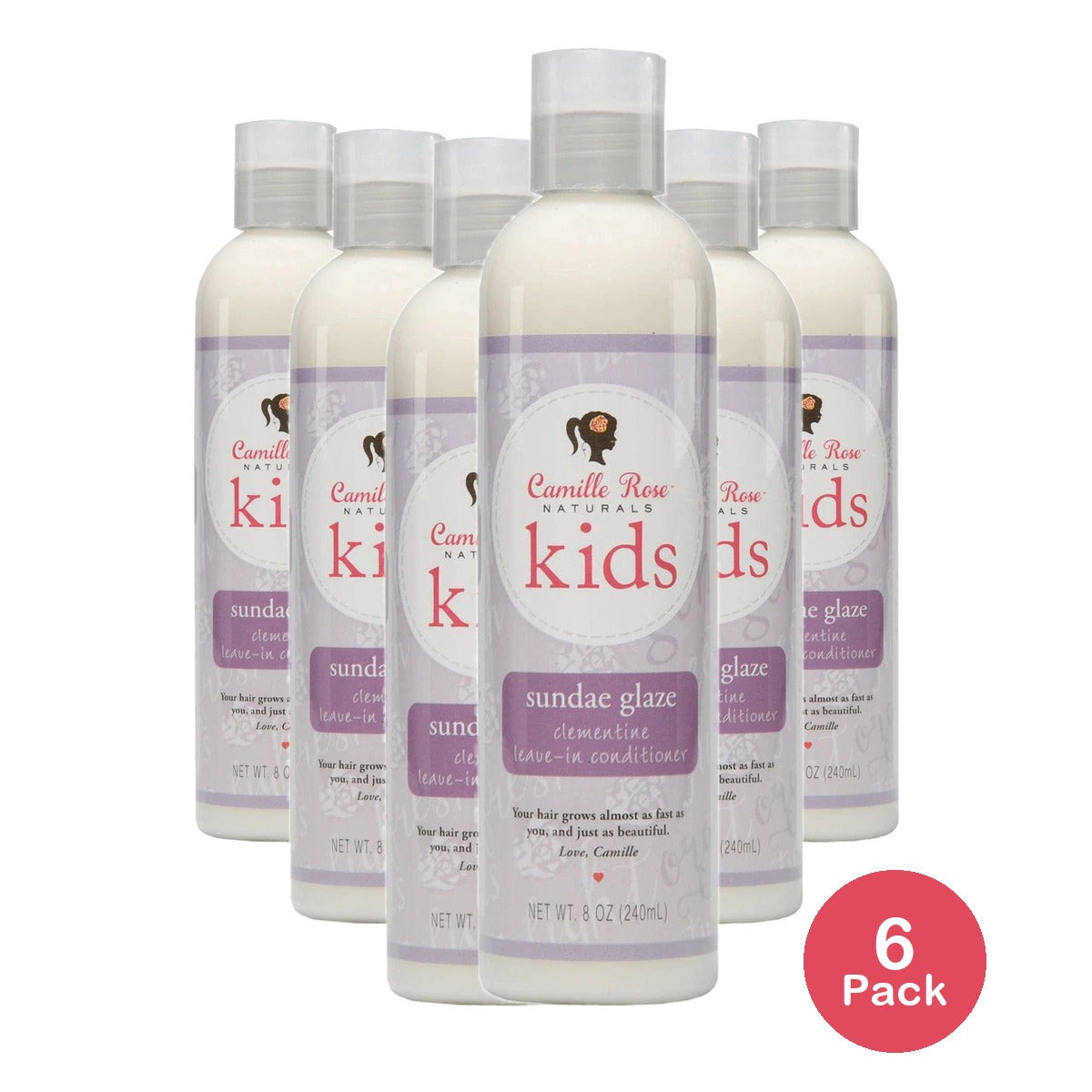 Camille Rose Kids Sundae Glaze Hydrate & Nourish Kids Leave-In Conditioner with 8 Oz (Pack of 6)