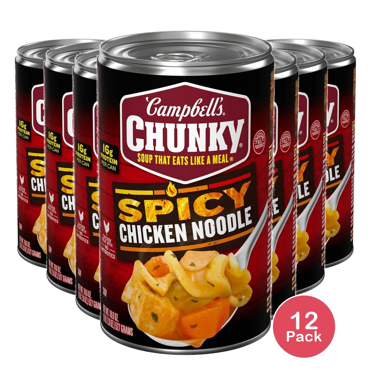 Campbell's Chunky Spicy Chicken Noodle Soup 18.6 Oz (Pack of 12)