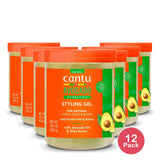 Cantu Avocado Hydrating Styling Gel Flexible Hold with Avocado Oil and Shea But 18.5 Oz (Pack of 12)