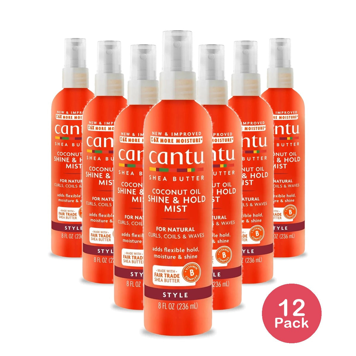 Cantu Coconut Oil Shine & Hold Mist with Shea Butter (Pack of 12) 8 Fl. Oz
