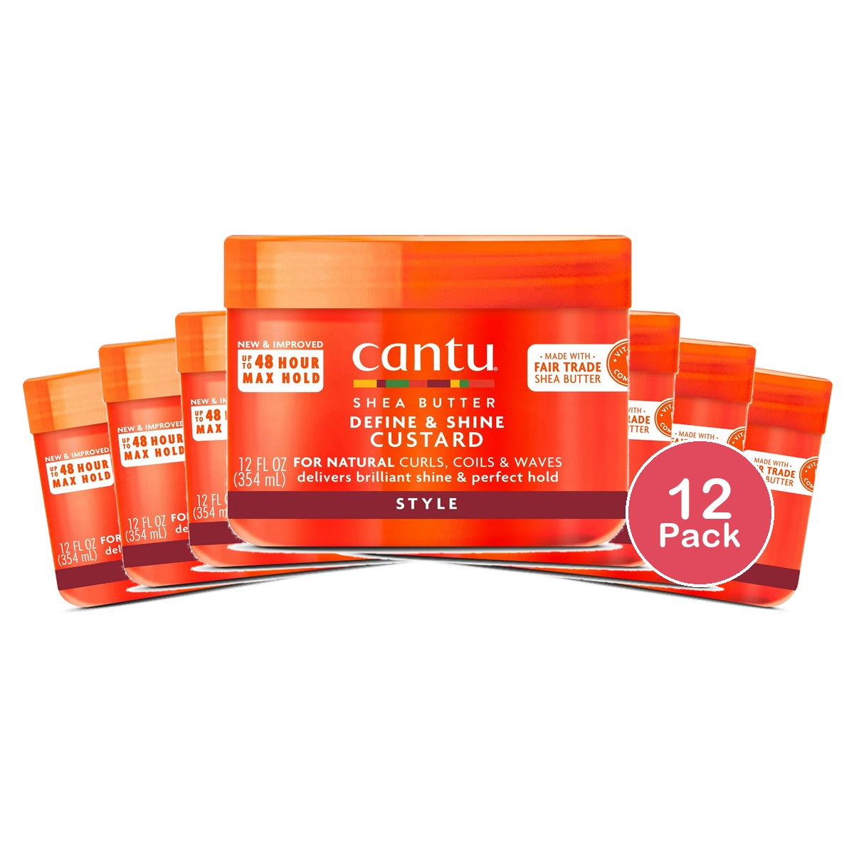 Cantu Define & Shine Custard with Shea Butter for Natural Hair 12 Fl. Oz (Pack of 12)