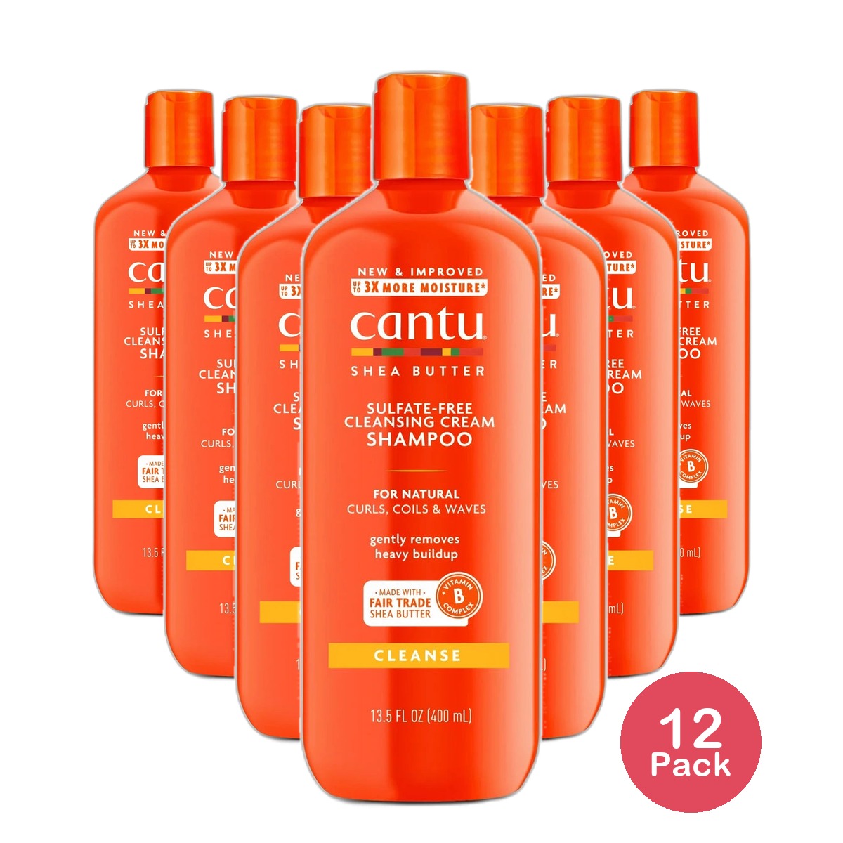 Cantu Shea Butter For Natural Hair Cleansing Cream Shampoo 13.5Oz (Pack of 12)